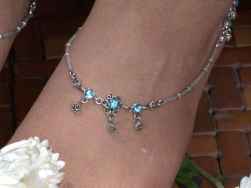 STONE WITH OXIDISED FINISH ANKLETS