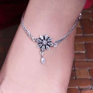 STONE WITH OXIDISED FINISH ANKLETS