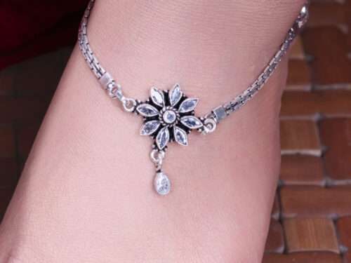 STONE WITH OXIDISED FINISH ANKLETS