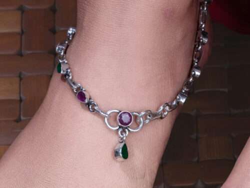 STONE WITH OXIDISED FINISH ANKLETS
