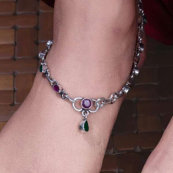 STONE WITH OXIDISED FINISH ANKLETS