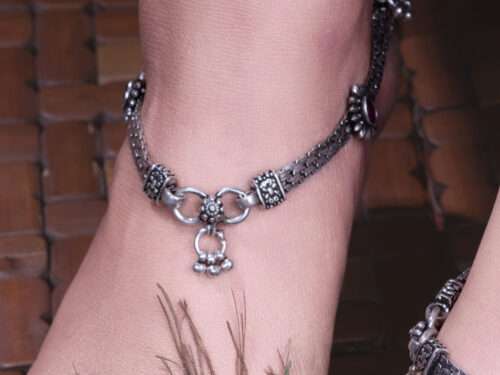STONE WITH OXIDISED FINISH ANKLETS