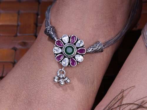 STONE WITH OXIDISED FINISH ANKLETS