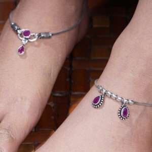 STONE WITH OXIDISED FINISH ANKLETS