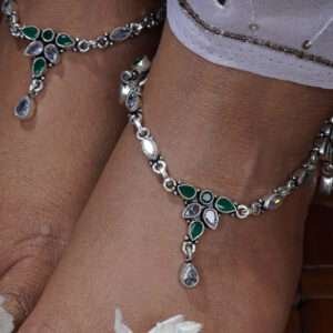 STONE WITH OXIDISED FINISH ANKLETS