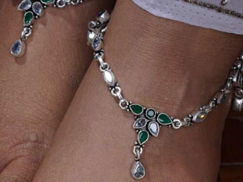 STONE WITH OXIDISED FINISH ANKLETS