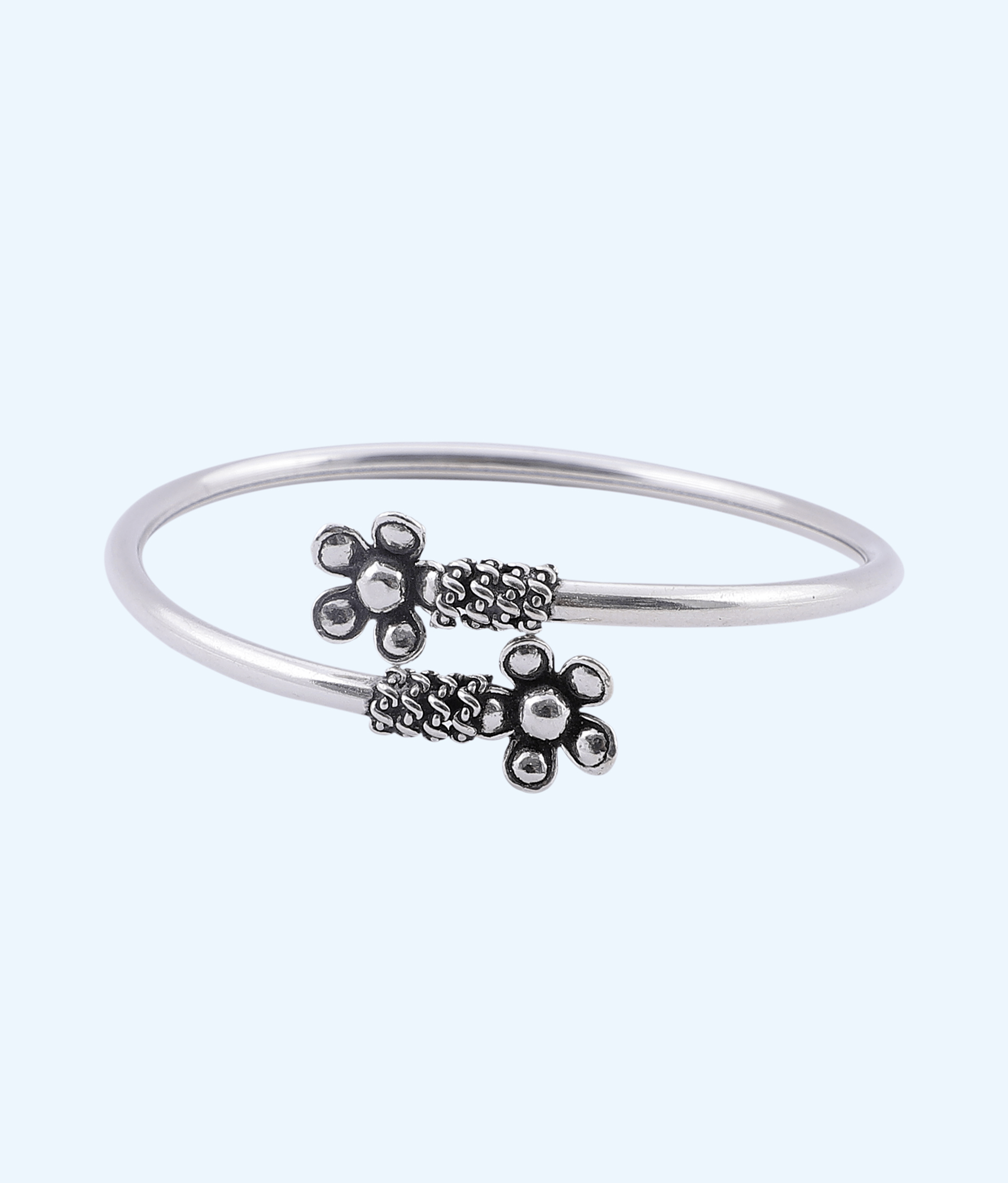 Bangle Flexible Flower Oxidised