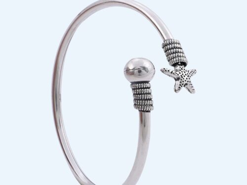 BANGLE FLEXIBLE OXIDISED MOON AND STARS (1)