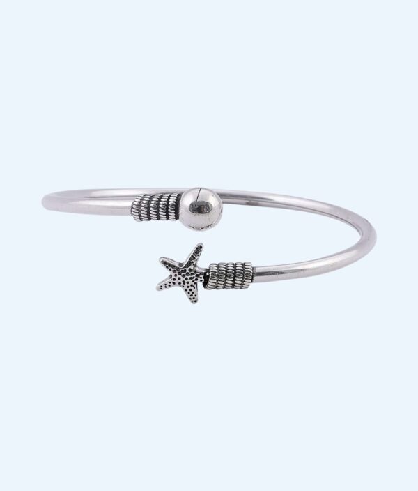 BANGLE FLEXIBLE OXIDISED MOON AND STARS RS2450