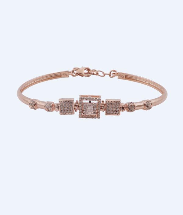 BRACELET CZ ADJUSTABLE ROSE GOLD CUBES RS2100