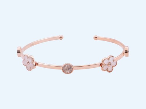 BRACELET ROSE GOLD MOTHEROFPEARL FLOWERS FLEXIBLE RS1850