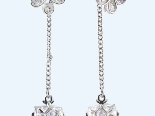 EARRINGS FLOWER AND CRYSTAL DETACHABLE RS1750