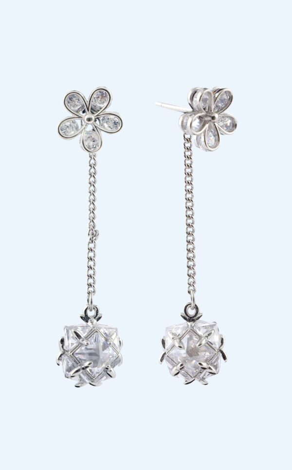 EARRINGS FLOWER AND CRYSTAL DETACHABLE RS1750