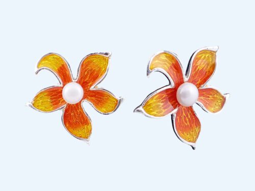 EARRINGS YELLOW FLOWER PEARL RS1250