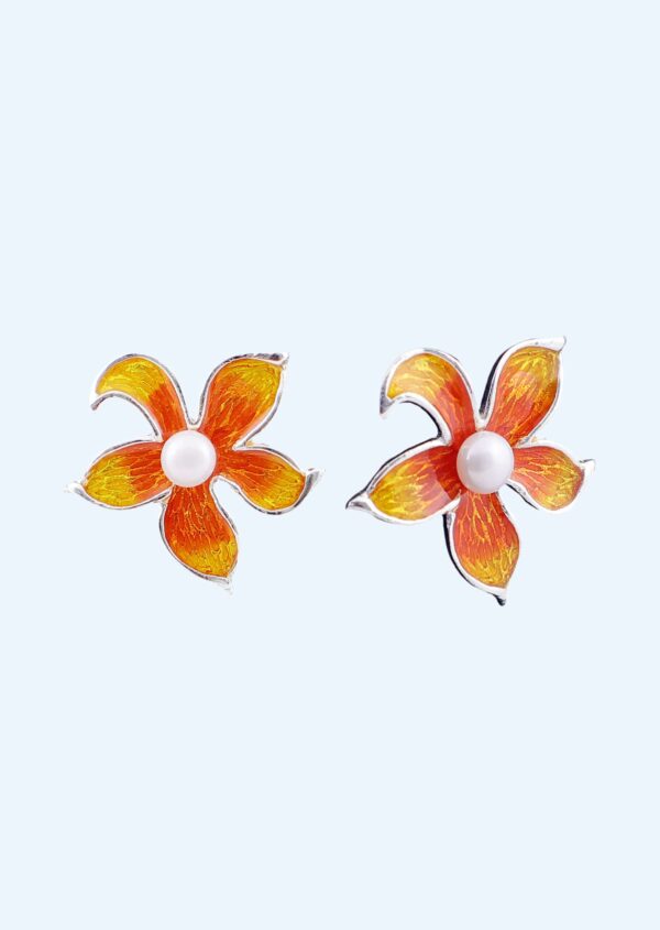 EARRINGS YELLOW FLOWER PEARL RS1250