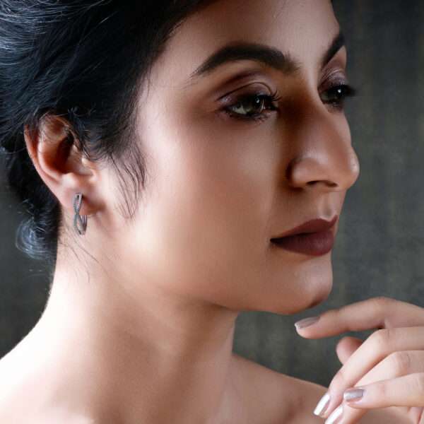 CZ STUDDED BALI LOOP EARRINGS