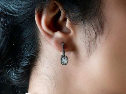 CZ STUDDED BALI LOOP EARRINGS