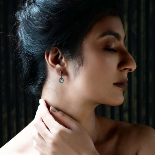 CZ STUDDED BALI LOOP EARRINGS