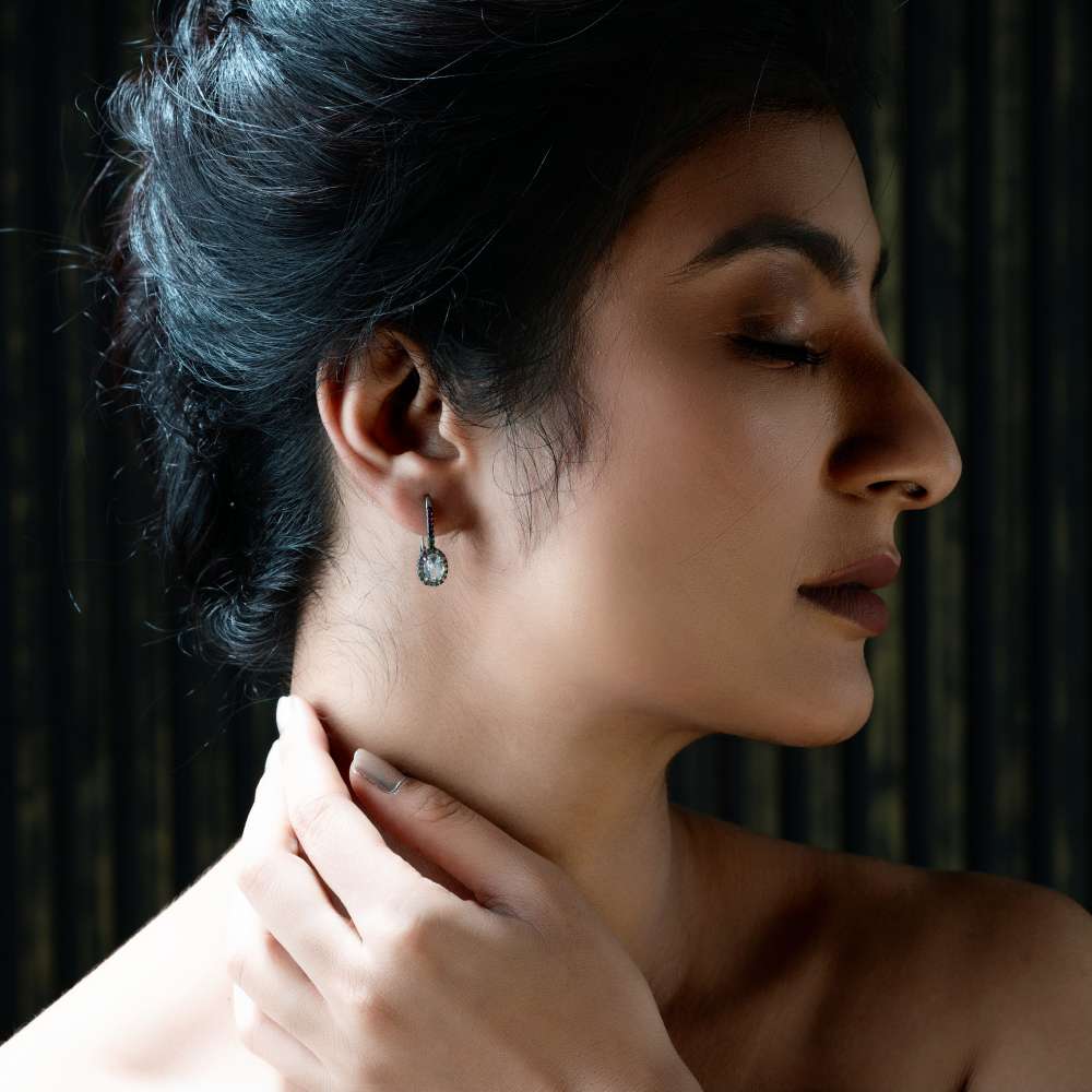 CZ STUDDED BALI LOOP EARRINGS