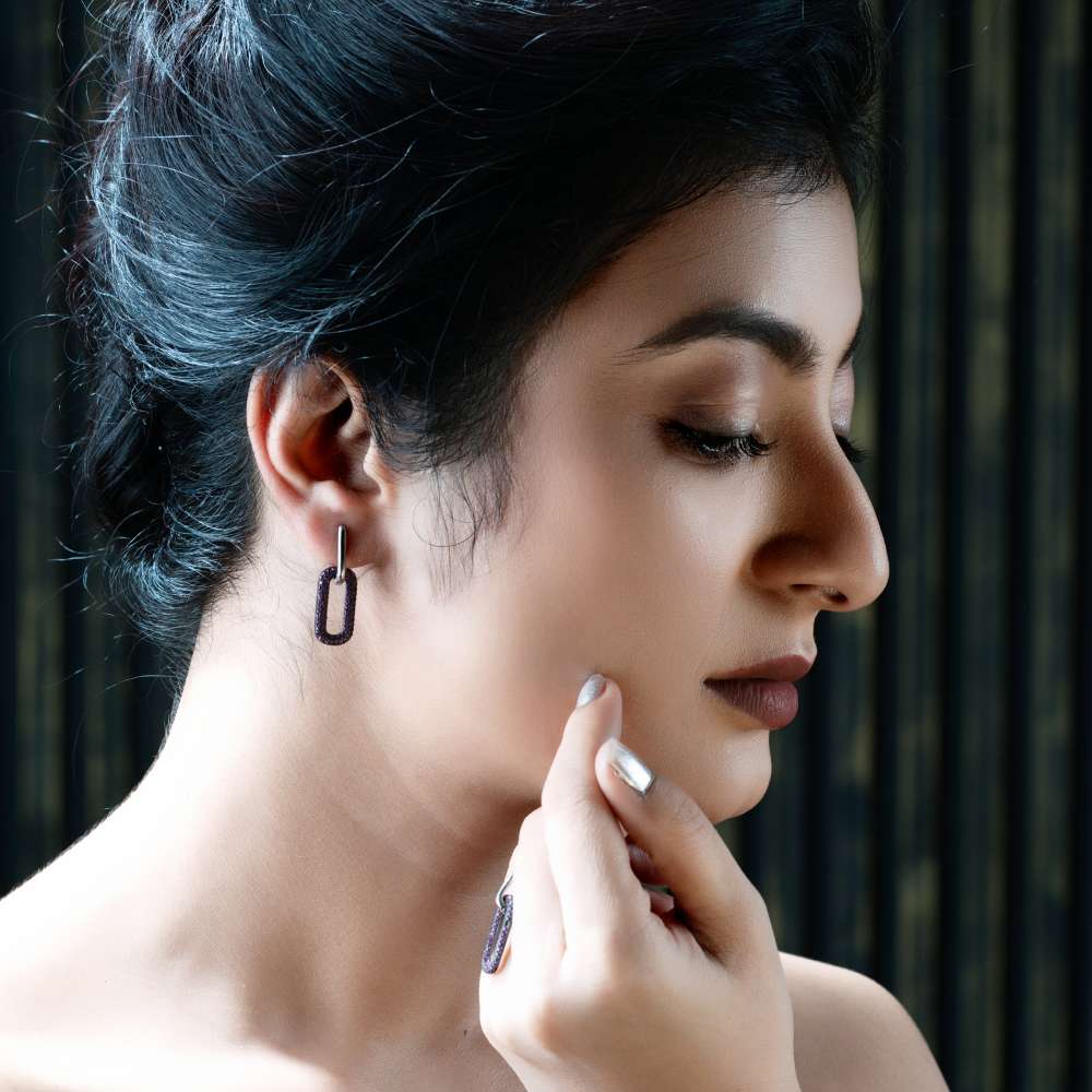 CZ STUDDED BALI LOOP EARRINGS