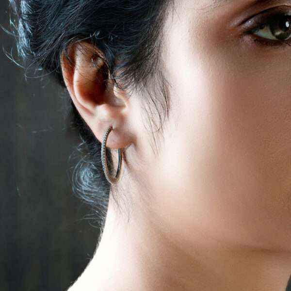 CZ STUDDED BALI LOOP EARRINGS