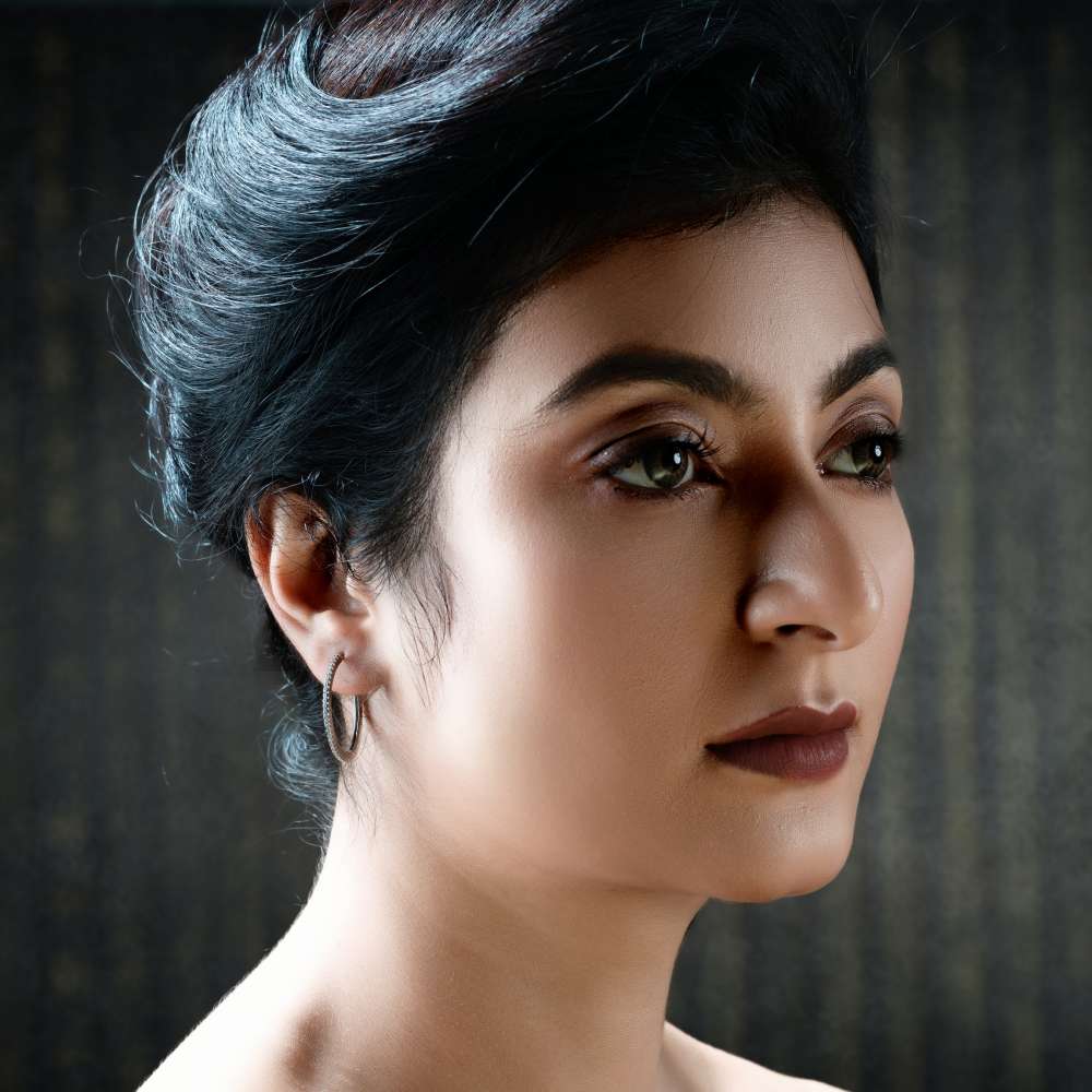 CZ STUDDED BALI LOOP EARRINGS