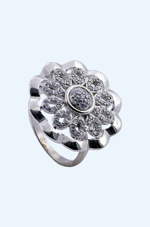 LADIES RING CZ FLOWER COCKTAIL (1)