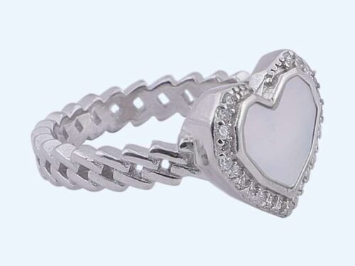 LADIES RING MOTHEROFPEARL HEART