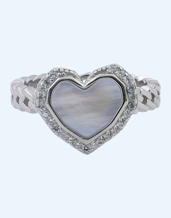 LADIES RING MOTHEROFPEARL HEART RS950