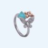 LADIES RING SILVER ROSE GOLD BUTTERFLIES BLUE