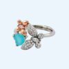 LADIES RING SILVER ROSE GOLD BUTTERFLIES BLUE RS899