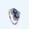 LADIES RING TWIN BLUE STONE HEART (1)