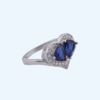 LADIES RING TWIN BLUE STONE HEART
