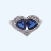 LADIES RING TWIN BLUE STONE HEART RS 920