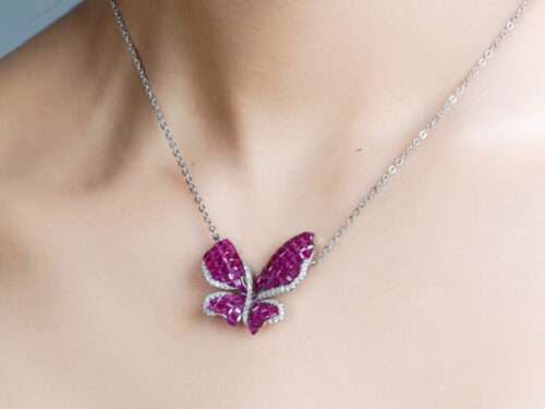 CZ STUDDED PENDANT WITH CHAIN