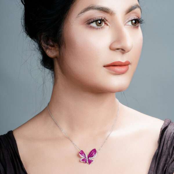 CZ STUDDED PENDANT WITH CHAIN