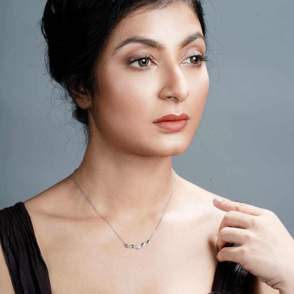 CZ STUDDED PENDANT WITH CHAIN