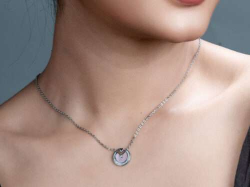 CZ STUDDED PENDANT WITH CHAIN