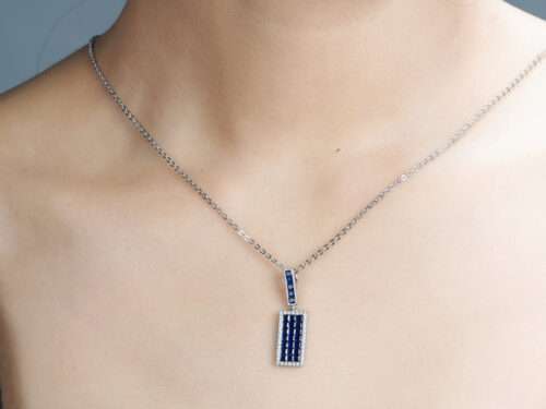 CZ STUDDED PENDANT WITH CHAIN