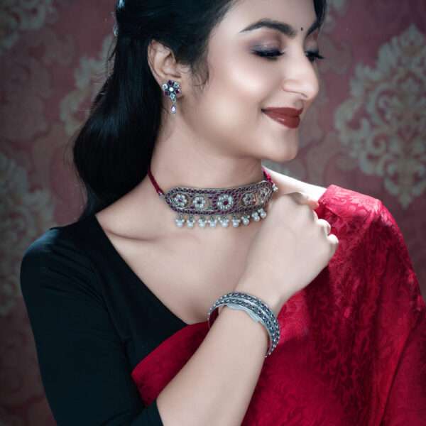 STONE STUDDED SILVER CHURI