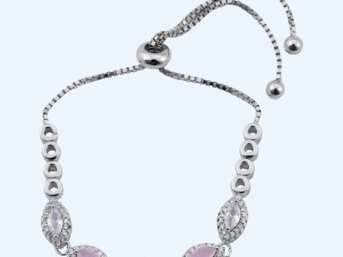 WRISTLET ADJUSTABLE WHITE AND PINK STONE EYES RS.1990