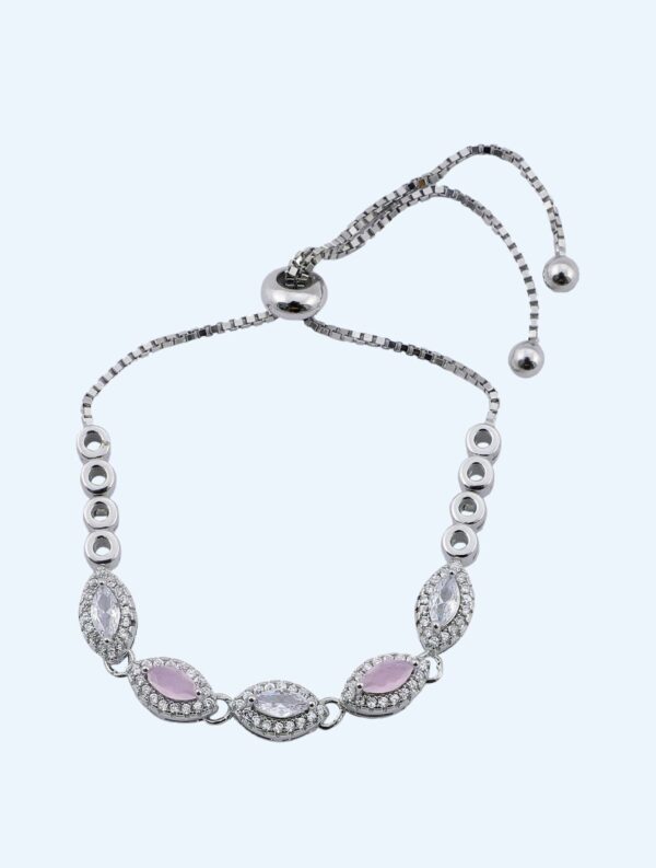 WRISTLET ADJUSTABLE WHITE AND PINK STONE EYES RS.1990